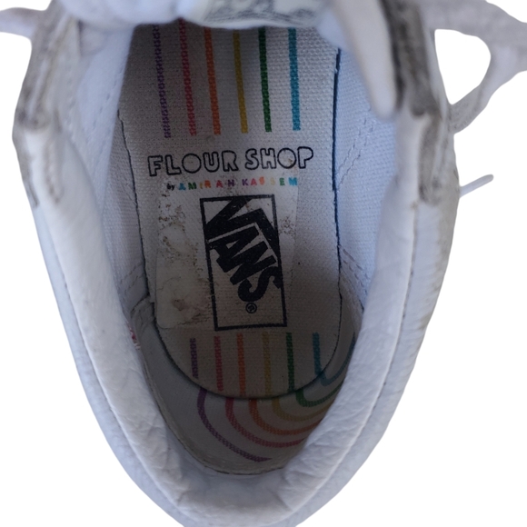 Vans x Flour Shop White Leather Rainbow Sneakers Lace Up Size 1 Style 721728 - Picture 7 of 9
